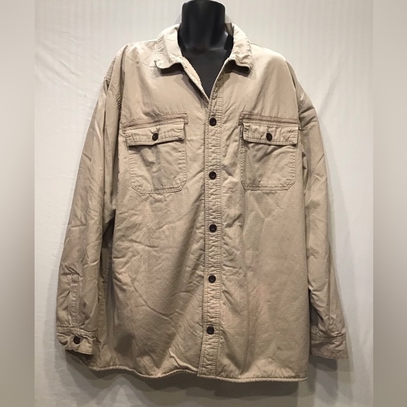 Levis Mens Fleece Lined Shirt Jacket Size 3XL Canvas Chore Barn Shacket Grunge - Picture 16 of 16